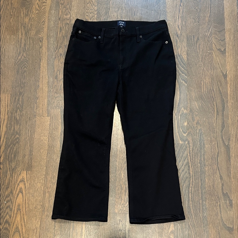 J. Crew Black Mid-Rise Flare Crop Jeans